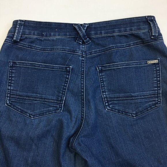 PRANA Medium Wash Organic Cotton Blend 5 Pocket Logo Button Jeans - Picture 7 of 12